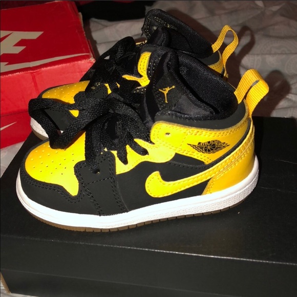 black and yellow toddler jordans